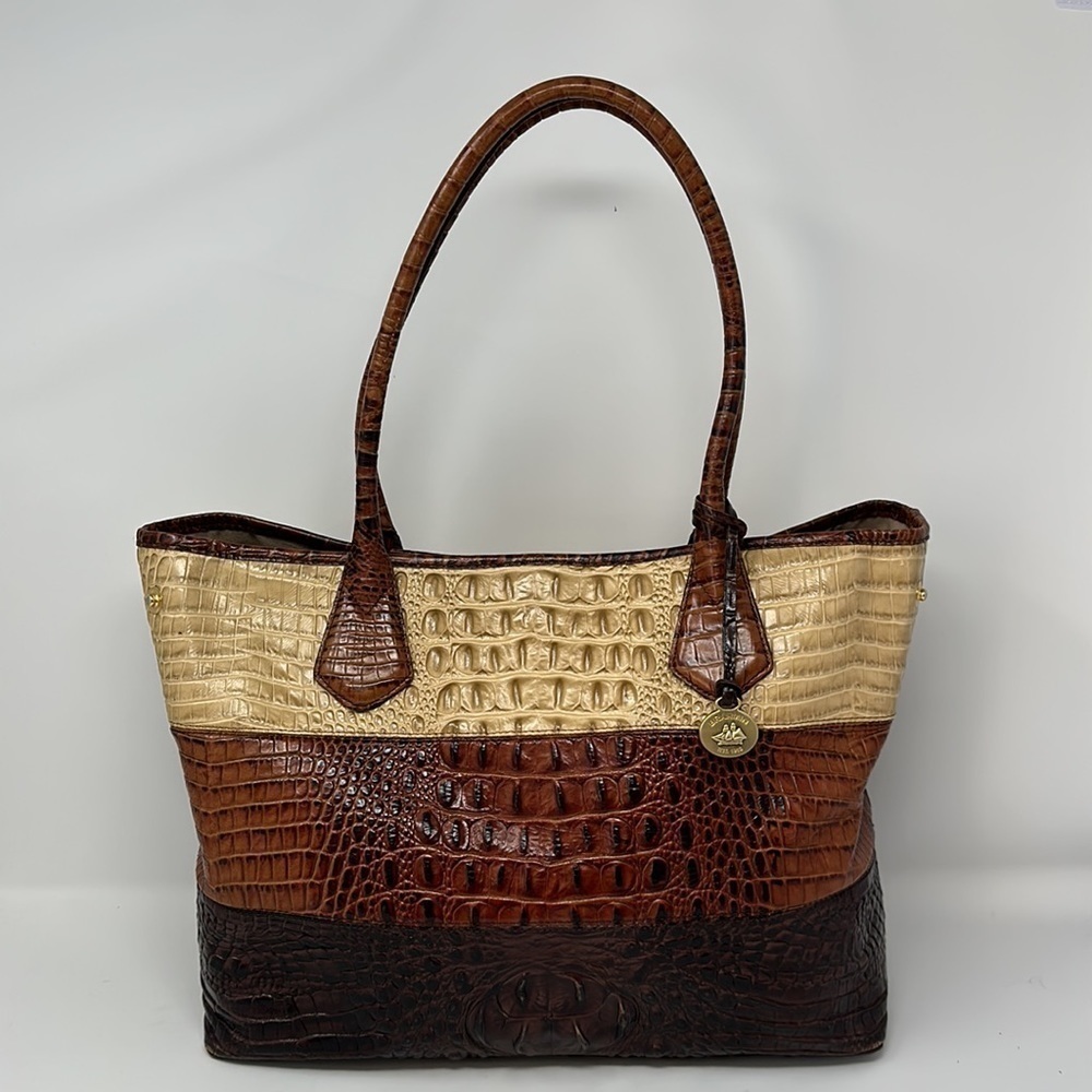 Brahmin Brown Tricolor Large Anytime Tote Purse - Picture 6 of 15